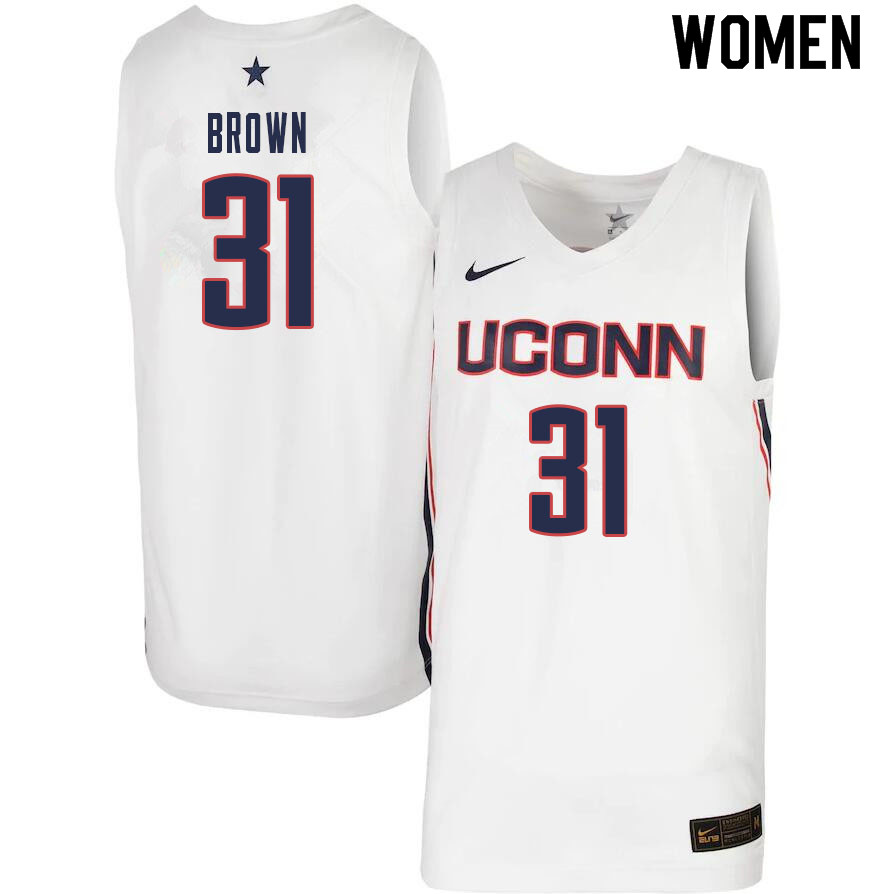 Women #31 Javonte Brown Uconn Huskies College Basketball Jerseys Sale-White